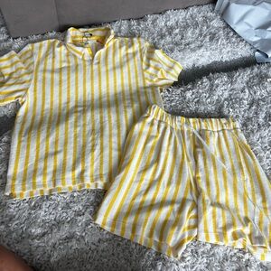 Zara Yellow and White Striped Men Shorts